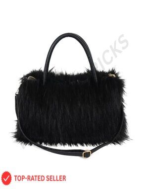Faux Fur Shoulder Bag Furry Purse Handbag Crossbody with Strap